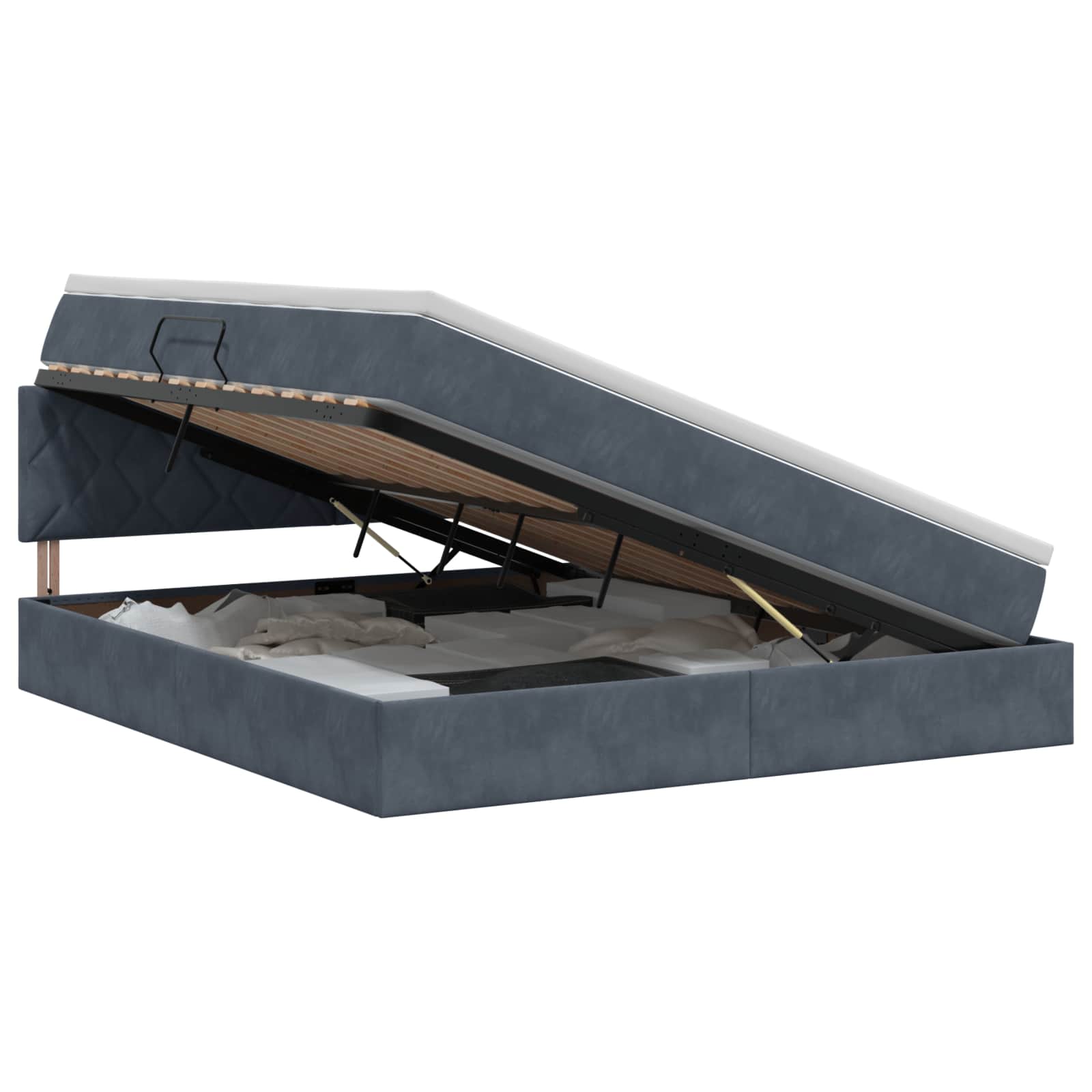 Krevet s od storage s uzglavljem Tamnosiva 160 x 200 cm Baršun