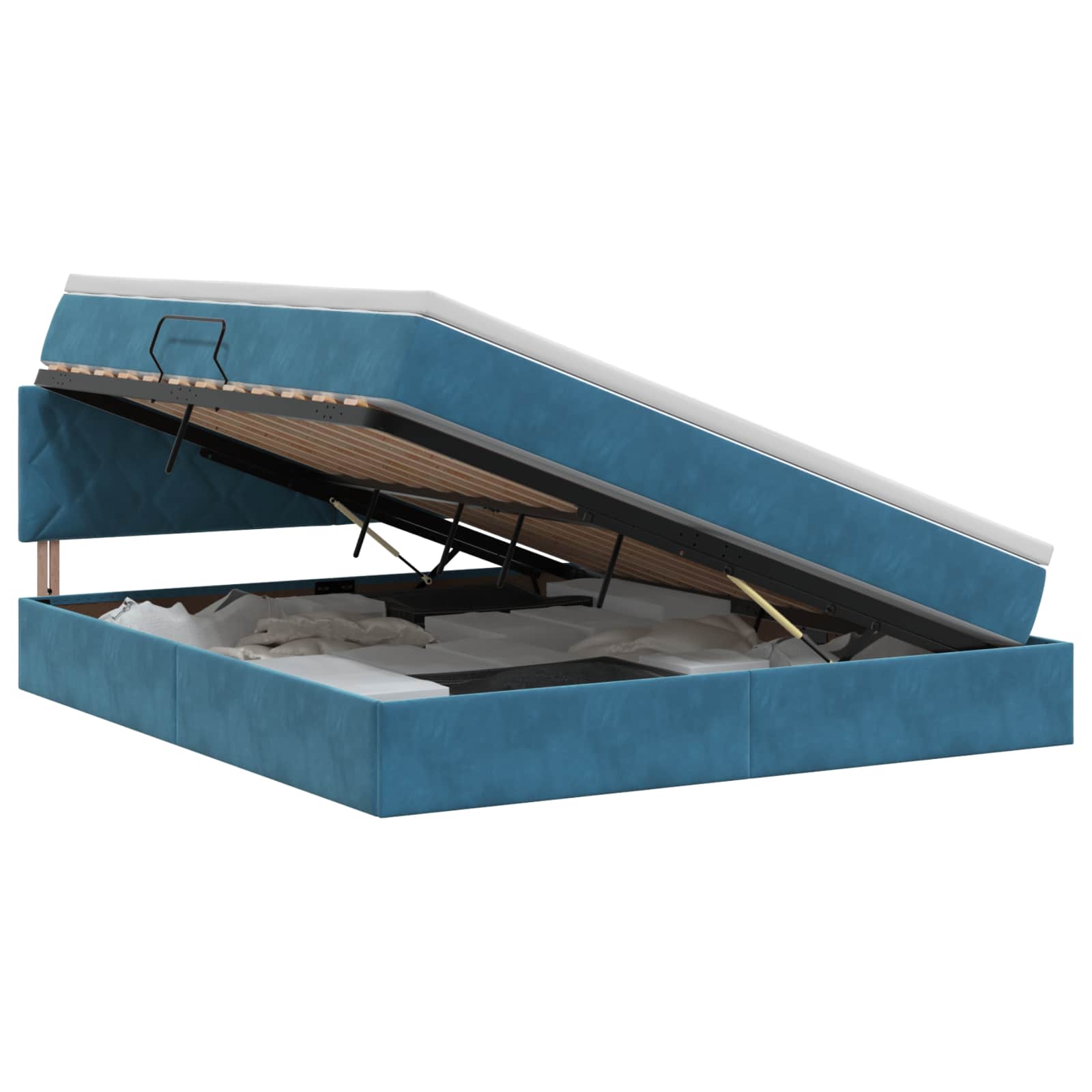Krevet s od storage Tamno plava 180 x 200 cm Baršun