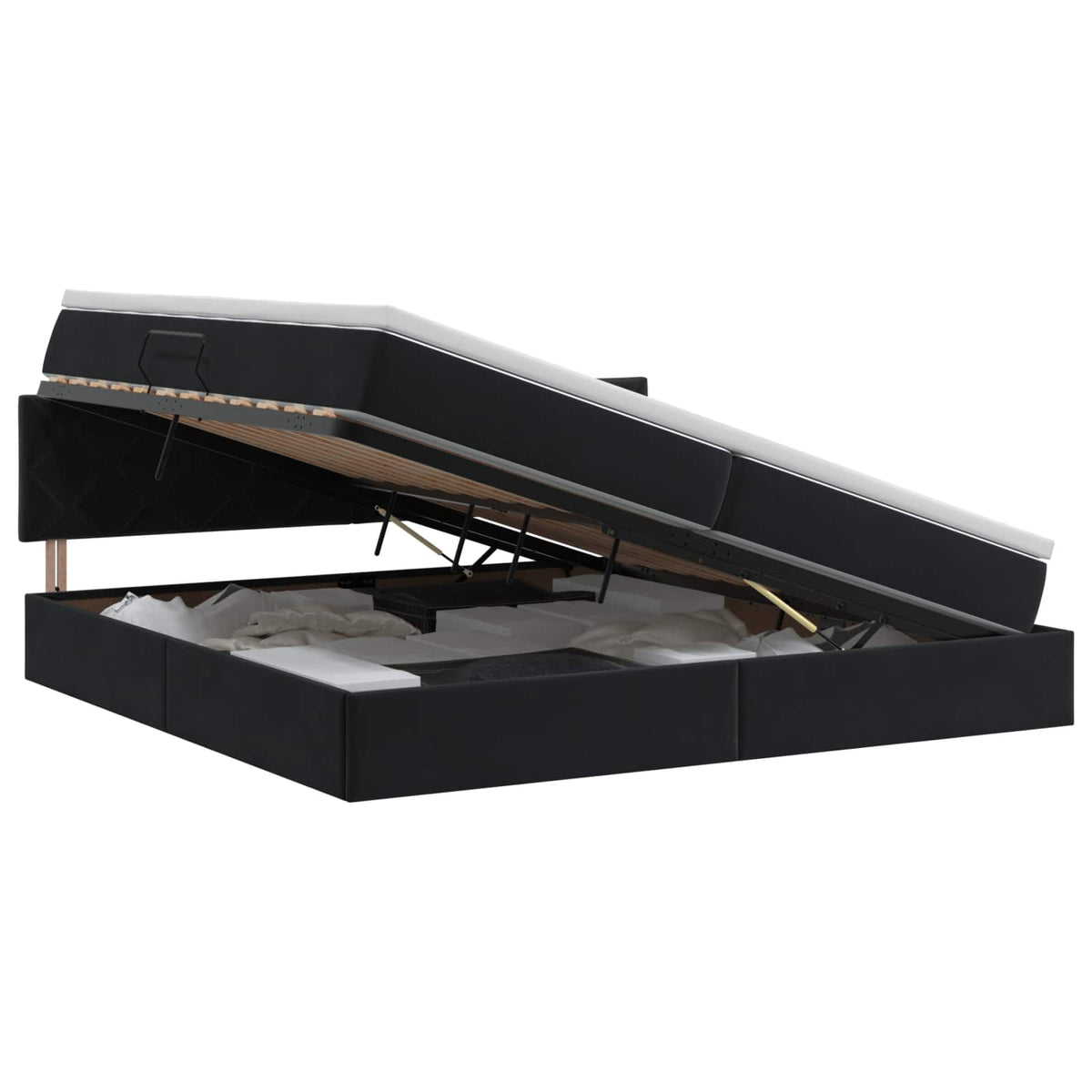 Krevet s od storage s uzglavljem Crna 200 x 200 cm Baršun
