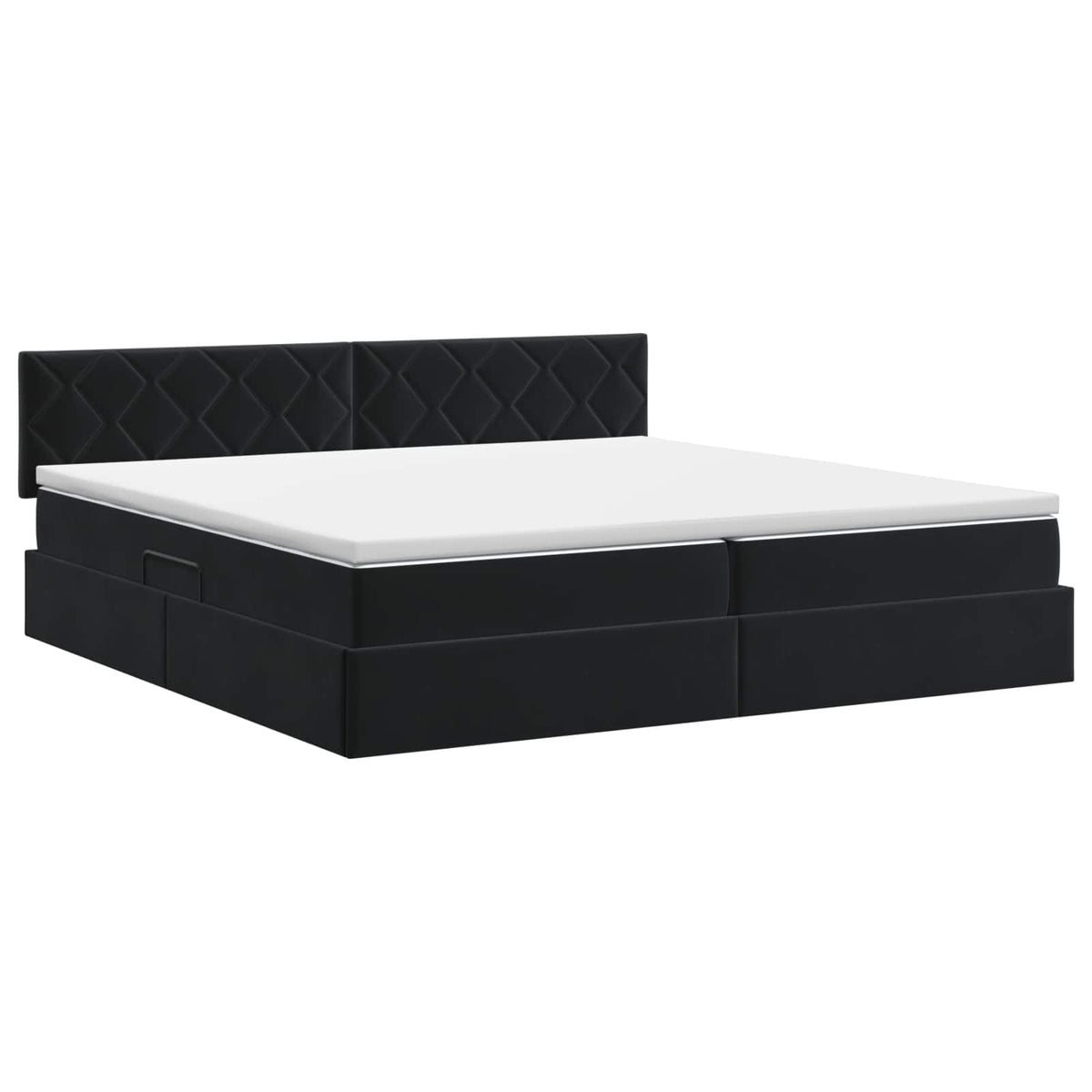 Krevet s od storage s uzglavljem Crna 200 x 200 cm Baršun
