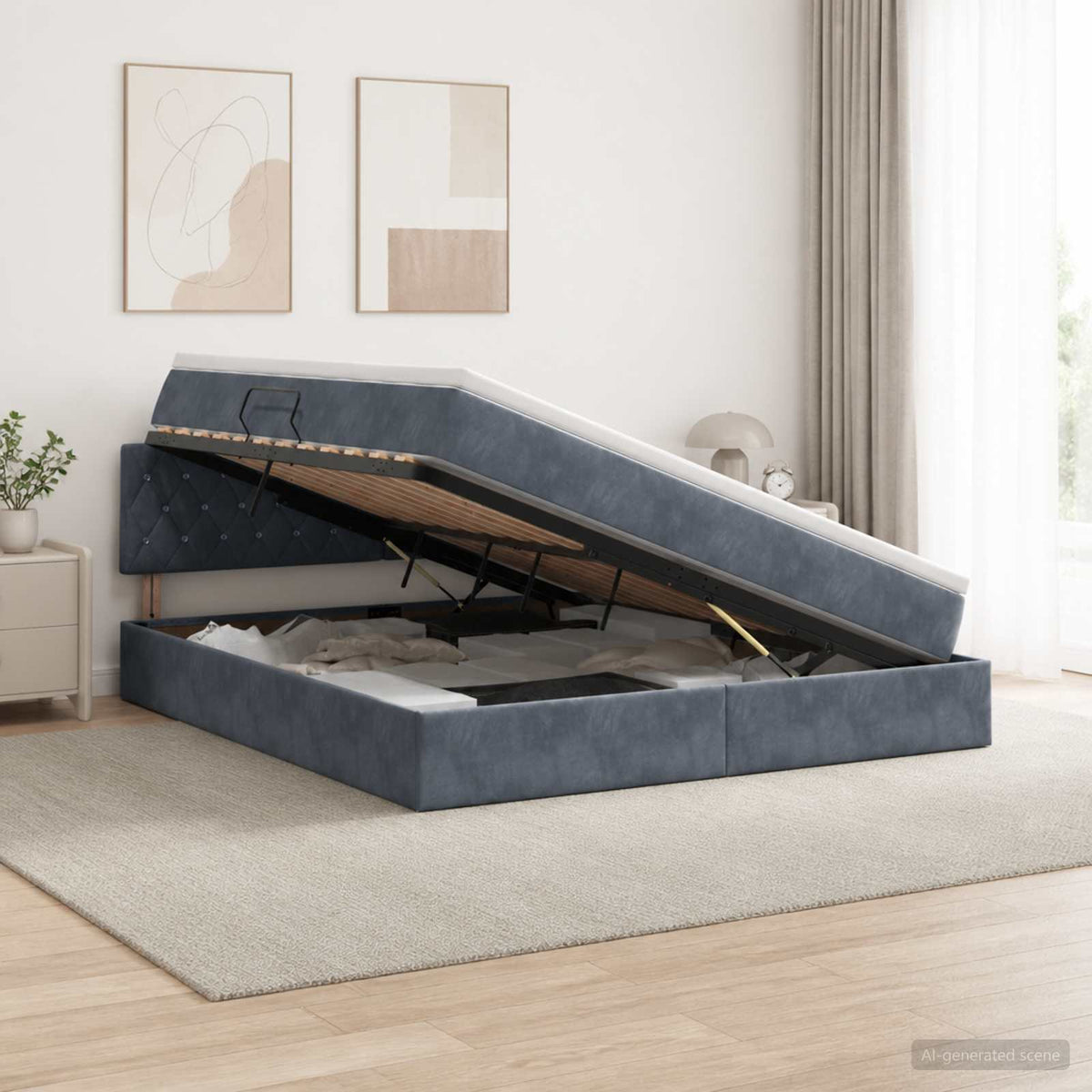 Krevet s od storage s uzglavljem Tamnosiva 180 x 200 cm Baršun