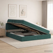 Krevet s od storage Tamnozelena 140 x 200 cm Baršun