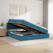 Krevet s od storage Tamno plava 180 x 200 cm Baršun