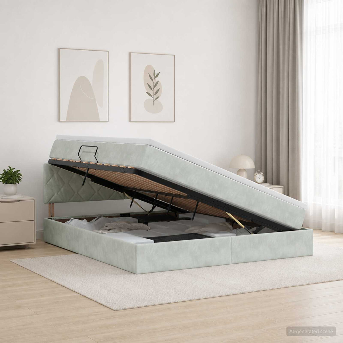 Krevet s od storage Svjetlosiva 140 x 200 cm Baršun