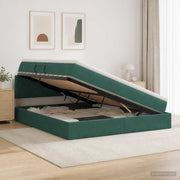 Krevet s od storage Tamnozelena 140 x 200 cm Baršun