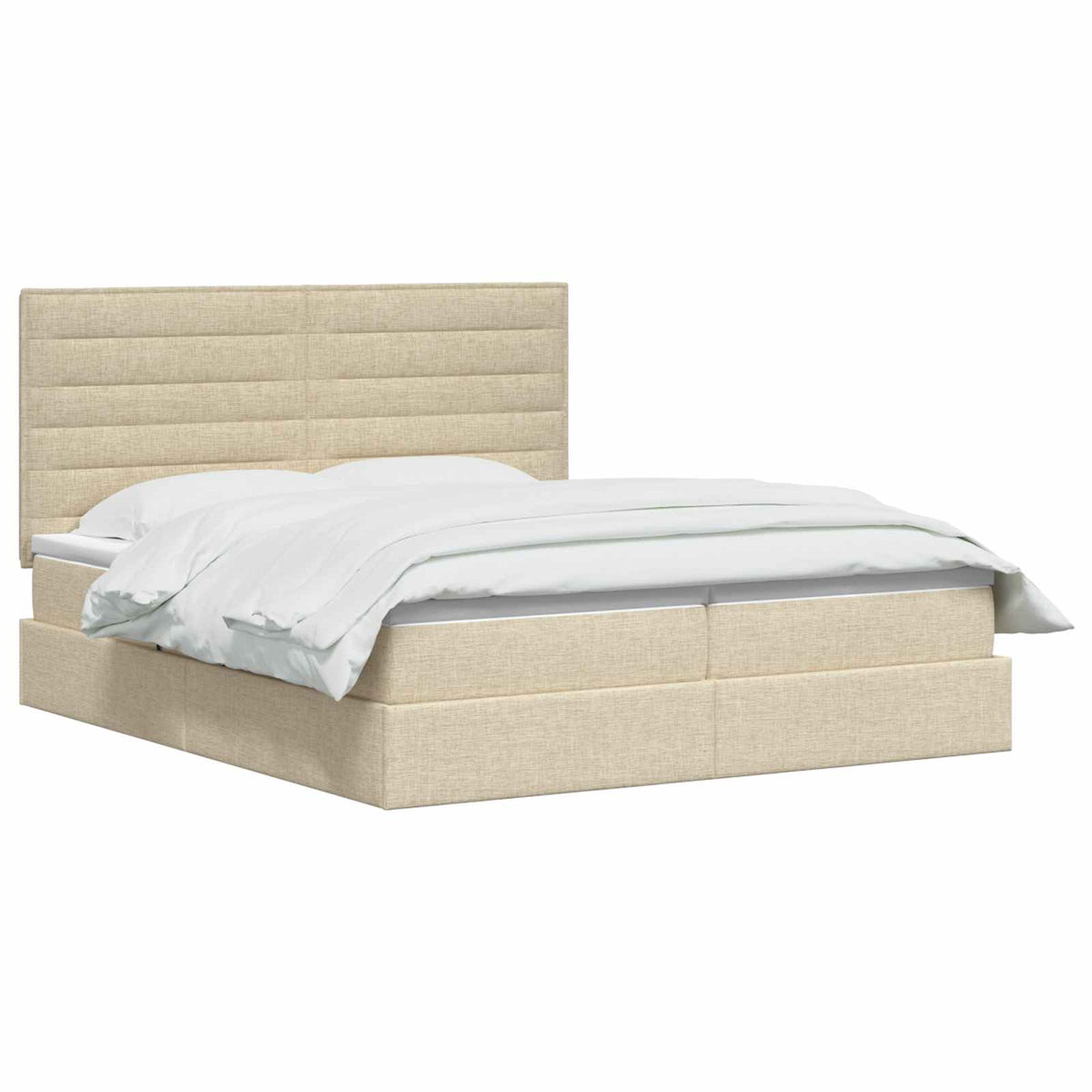 Krevet s od storage s uzglavljem Krem 180 x 200 cm Tkanina