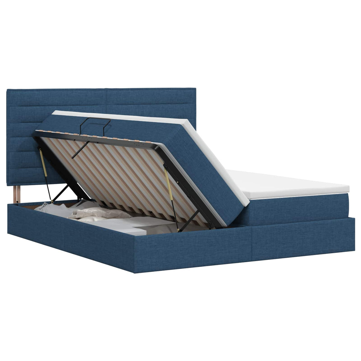 Krevet s od storage s uzglavljem Plava 180 x 200 cm Tkanina