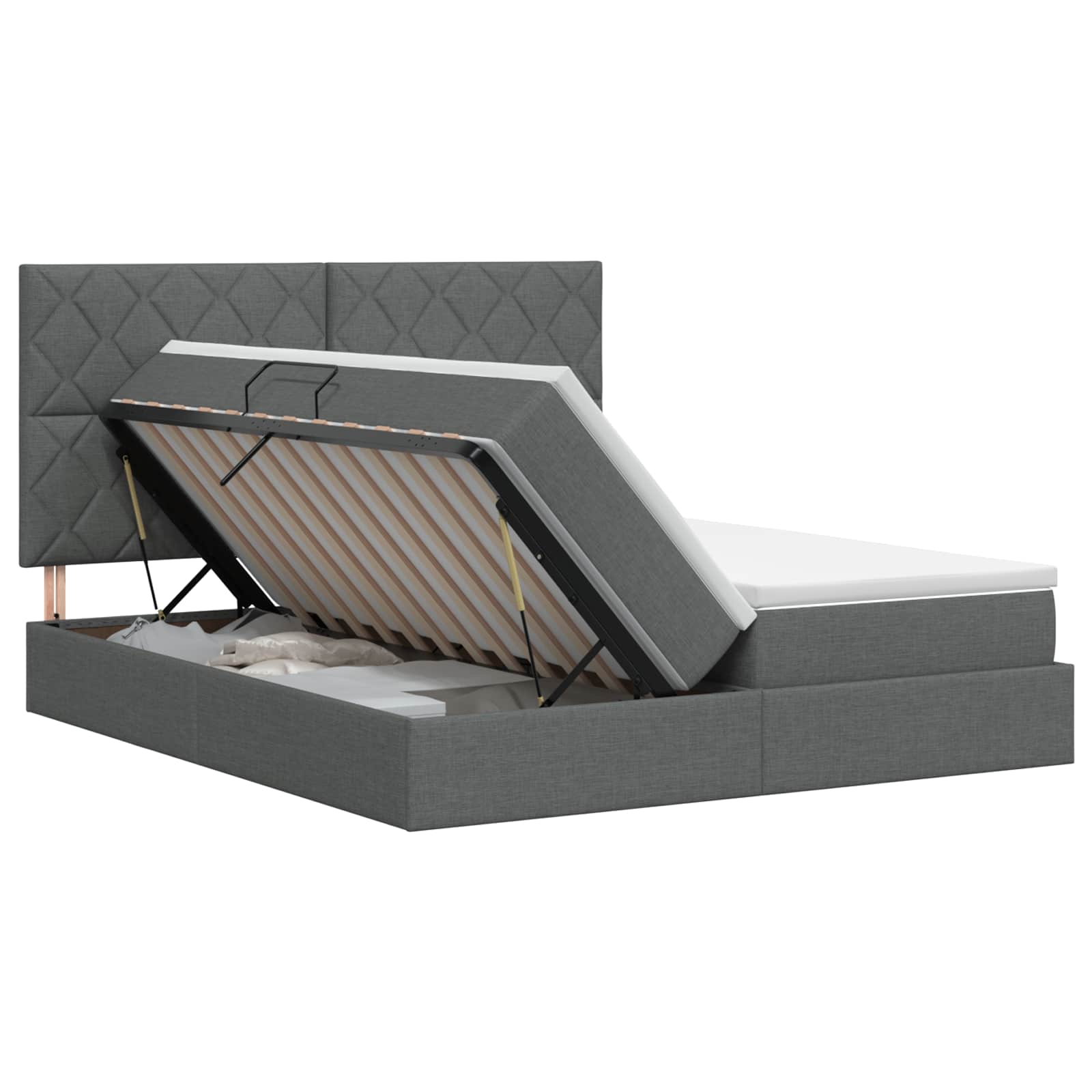 Krevet s od storage s uzglavljem Tamnosiva 180 x 200 cm Tkanina