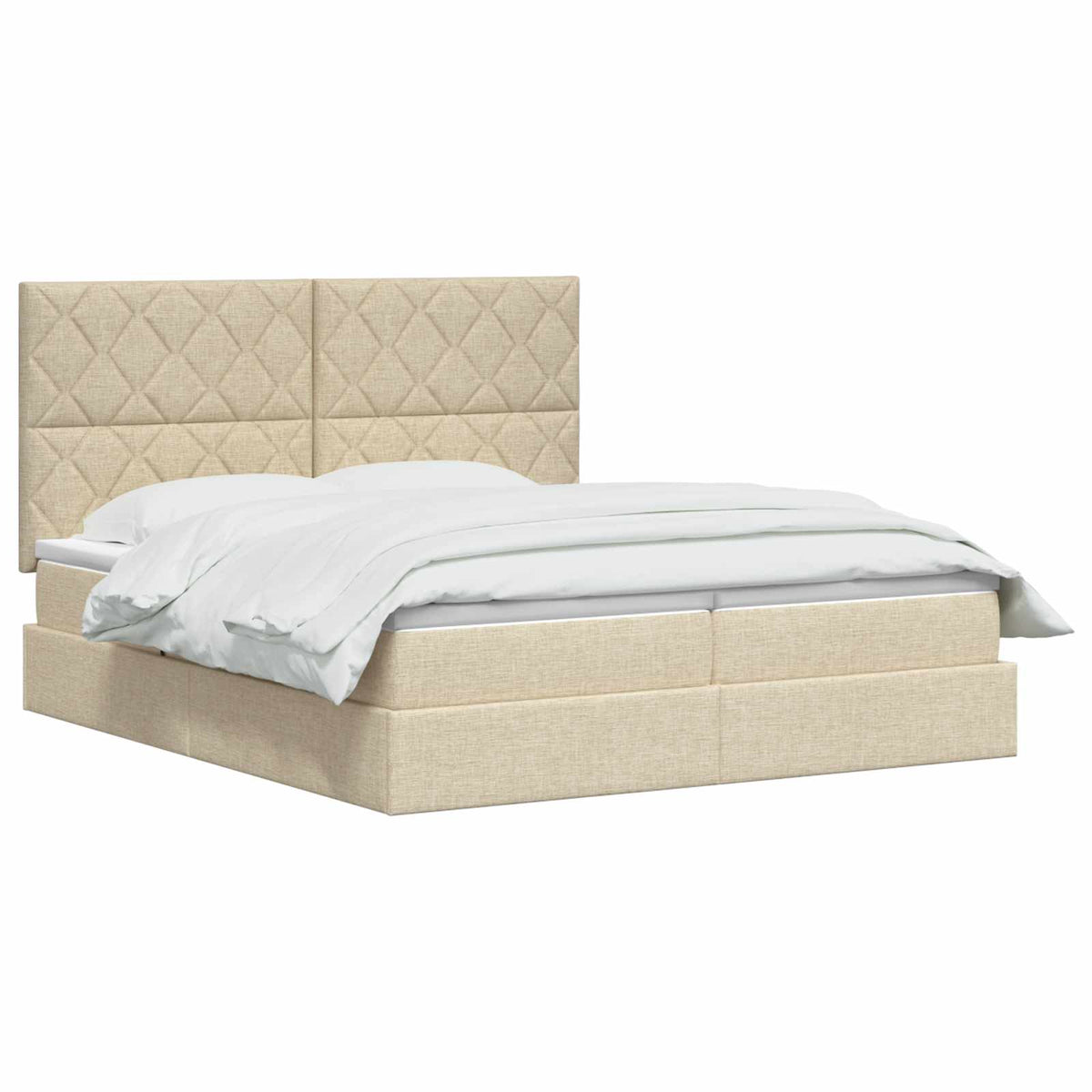 Krevet s od storage s uzglavljem Krem 180 x 200 cm Tkanina