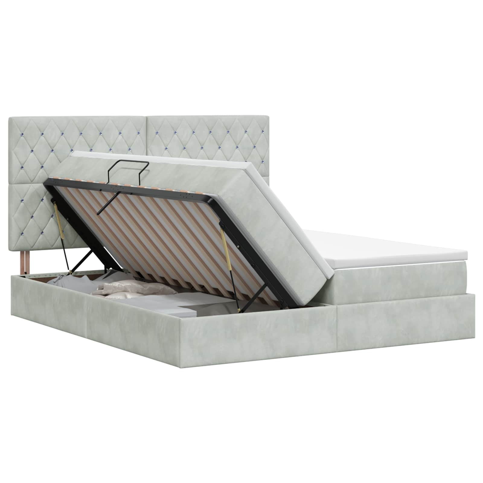 Krevet s od storage s pohranom Svjetlosiva 200 x 200 cm Baršun