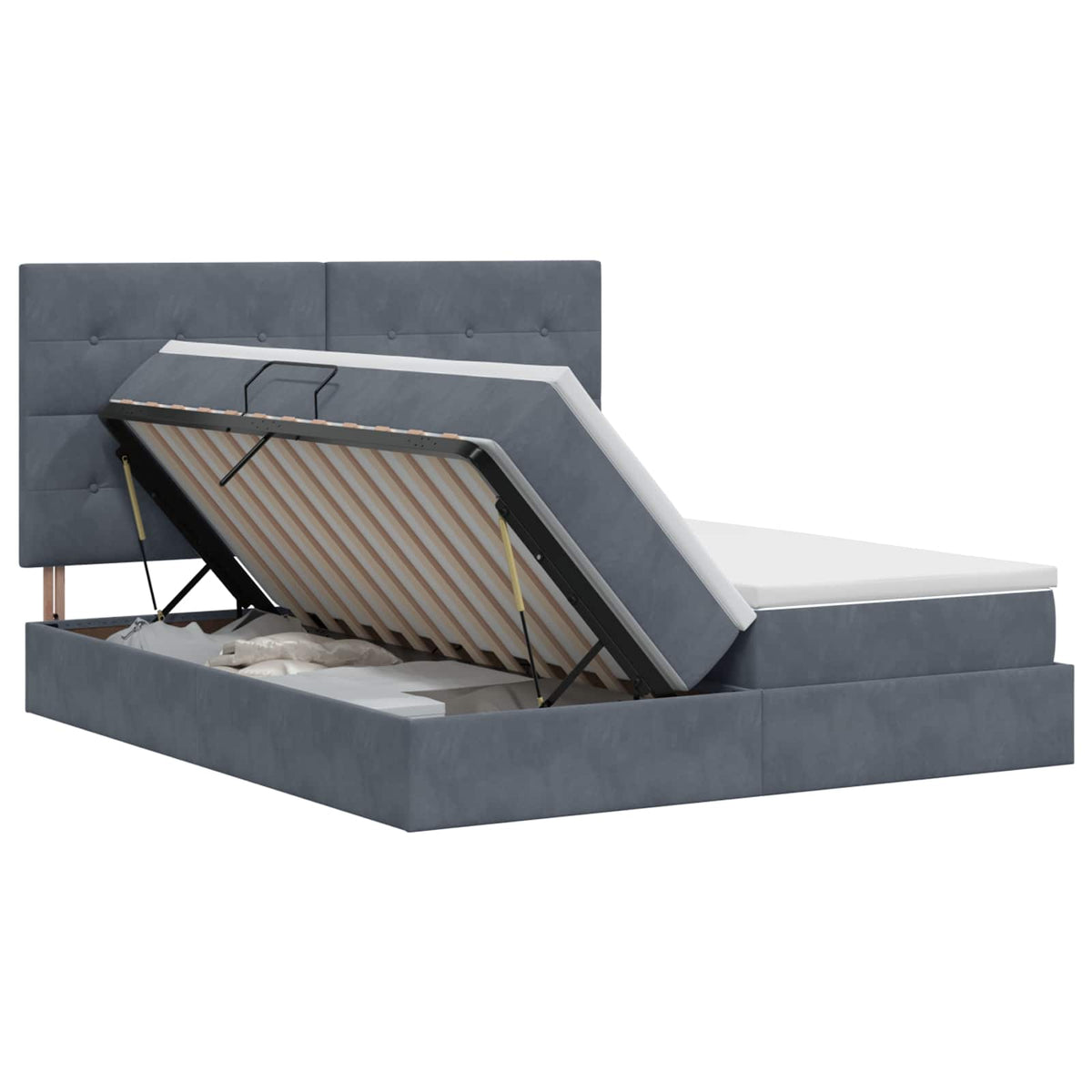 Krevet s od storage s uzglavljem Tamnosiva 180 x 200 cm Baršun