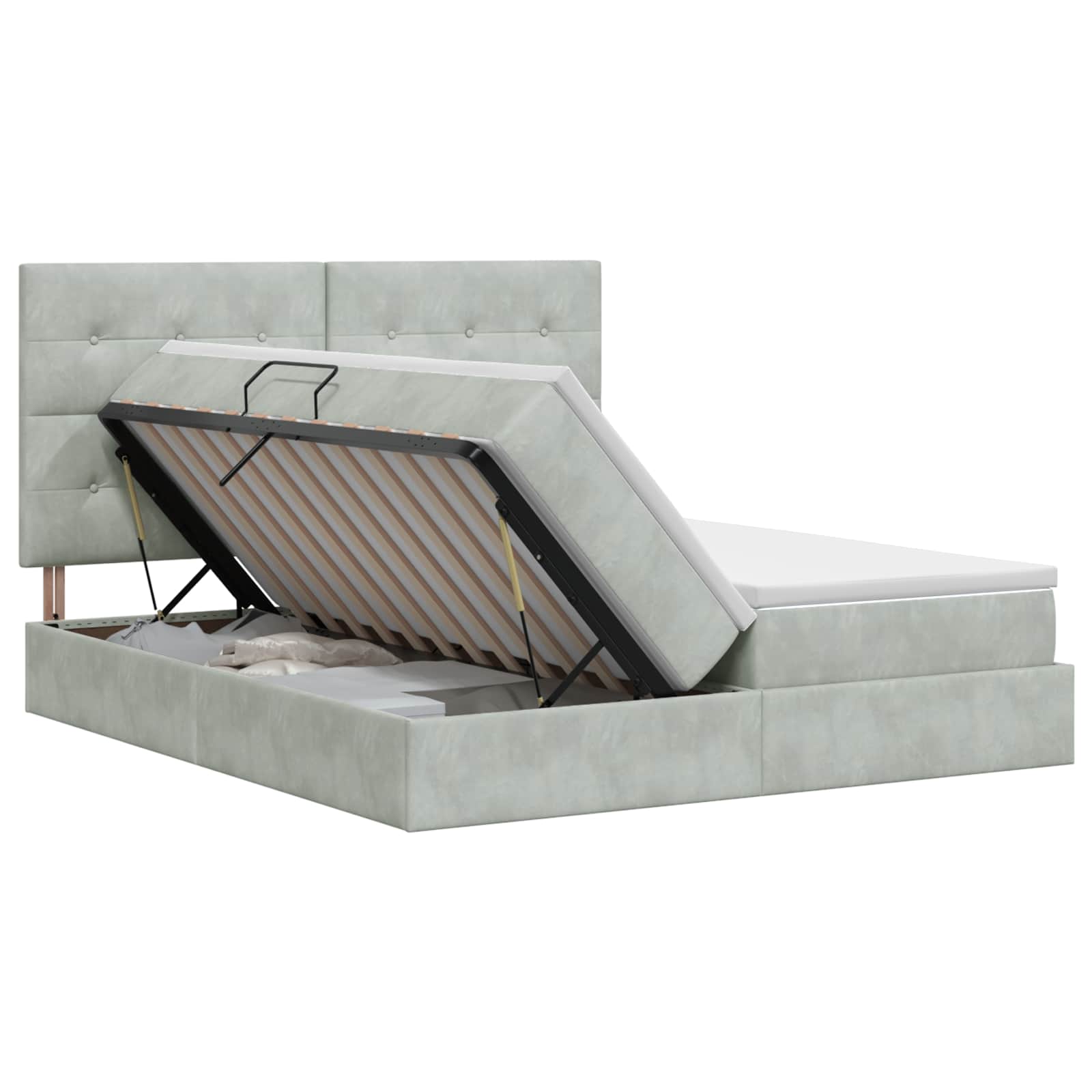 Krevet s od storage s pohranom Svjetlosiva 200 x 200 cm Baršun