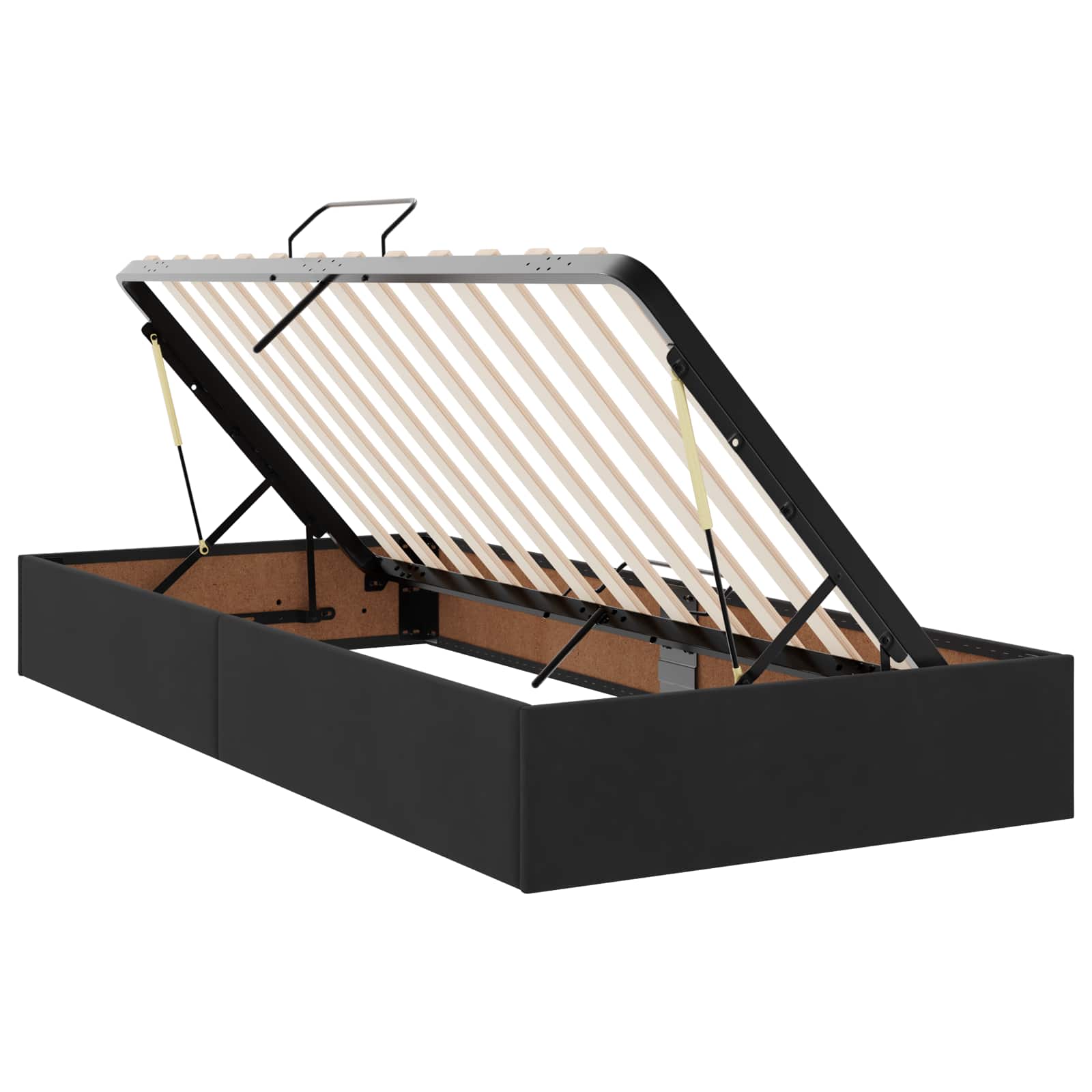 LED krevet za pohranu s madracem Crna 90 x 190 cm Baršun