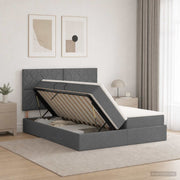 Krevet s od storage s uzglavljem Tamnosiva 180 x 200 cm Tkanina