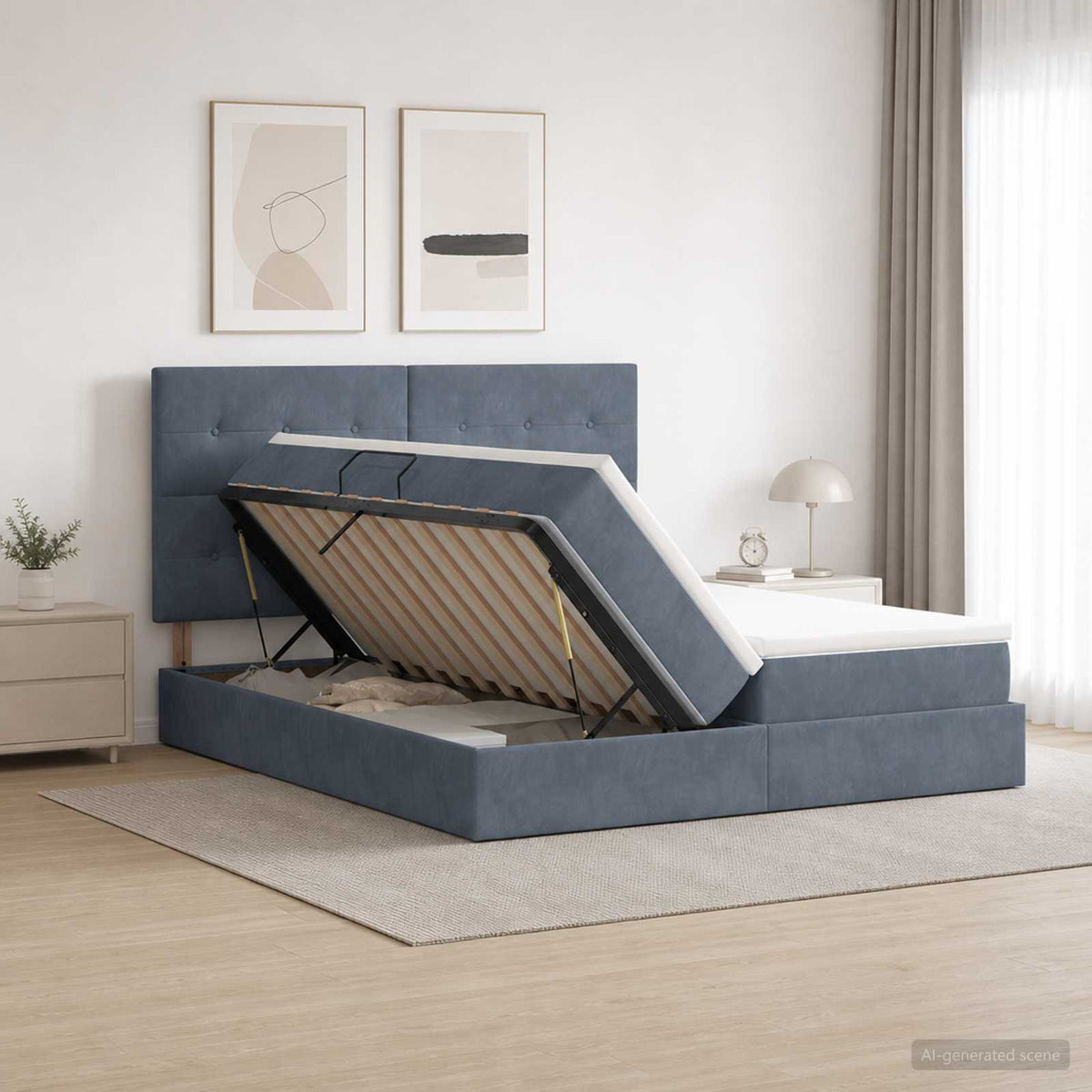 Krevet s od storage s uzglavljem Tamnosiva 180 x 200 cm Baršun