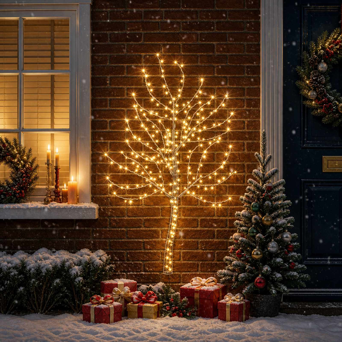 LED zidno božićno drvce 150 cm 140 LED lampica Topla bijela