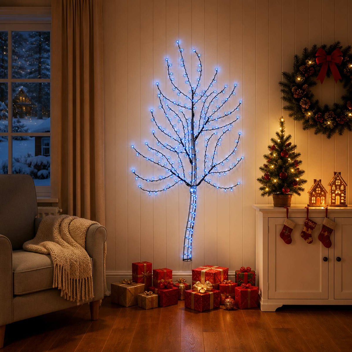 LED zidno božićno drvce 312 LED lampica