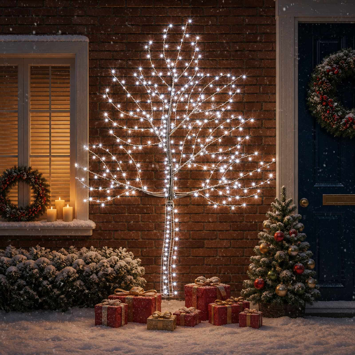 LED zidno božićno drvce 210 cm 312 LED lampica Hladno bijela