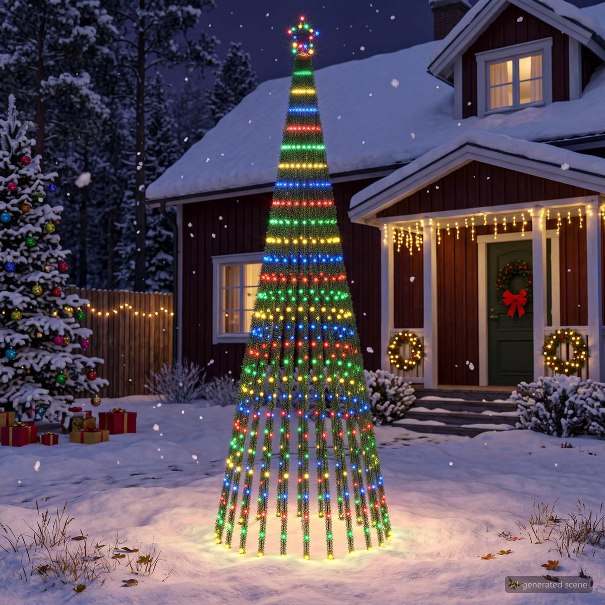 LED božićno drvce 300 cm 668 LED lampica Višebojno Čelik Crna