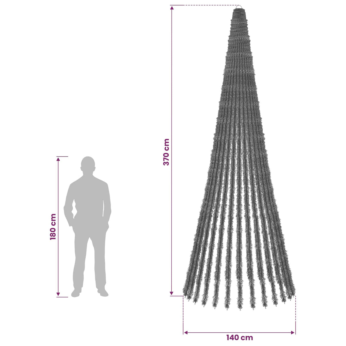 LED božićno drvce 370 cm 1008 LED lampica Višebojno Čelik