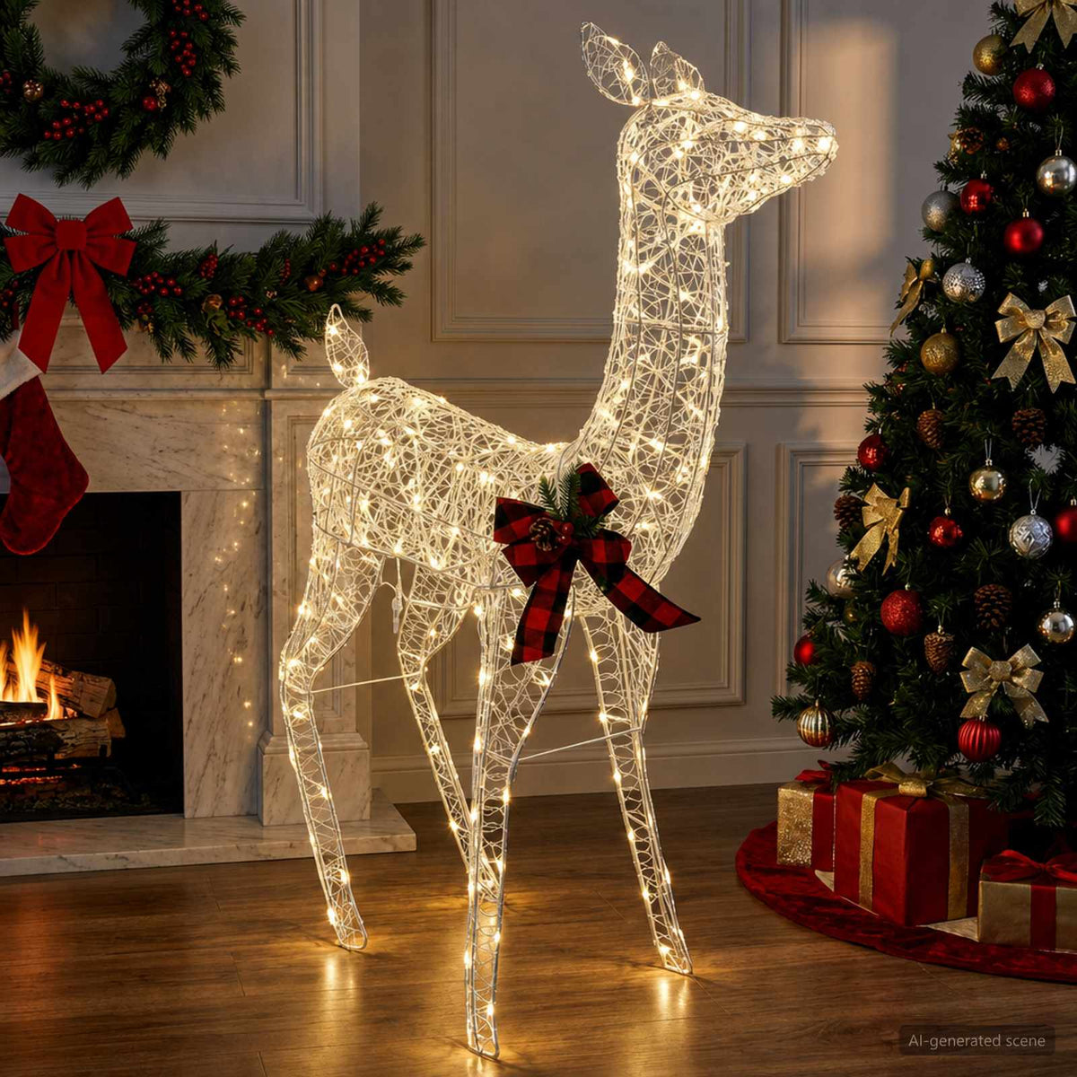 3D Božićni irvas LOVIISA 200 LED lampica Topla bijela