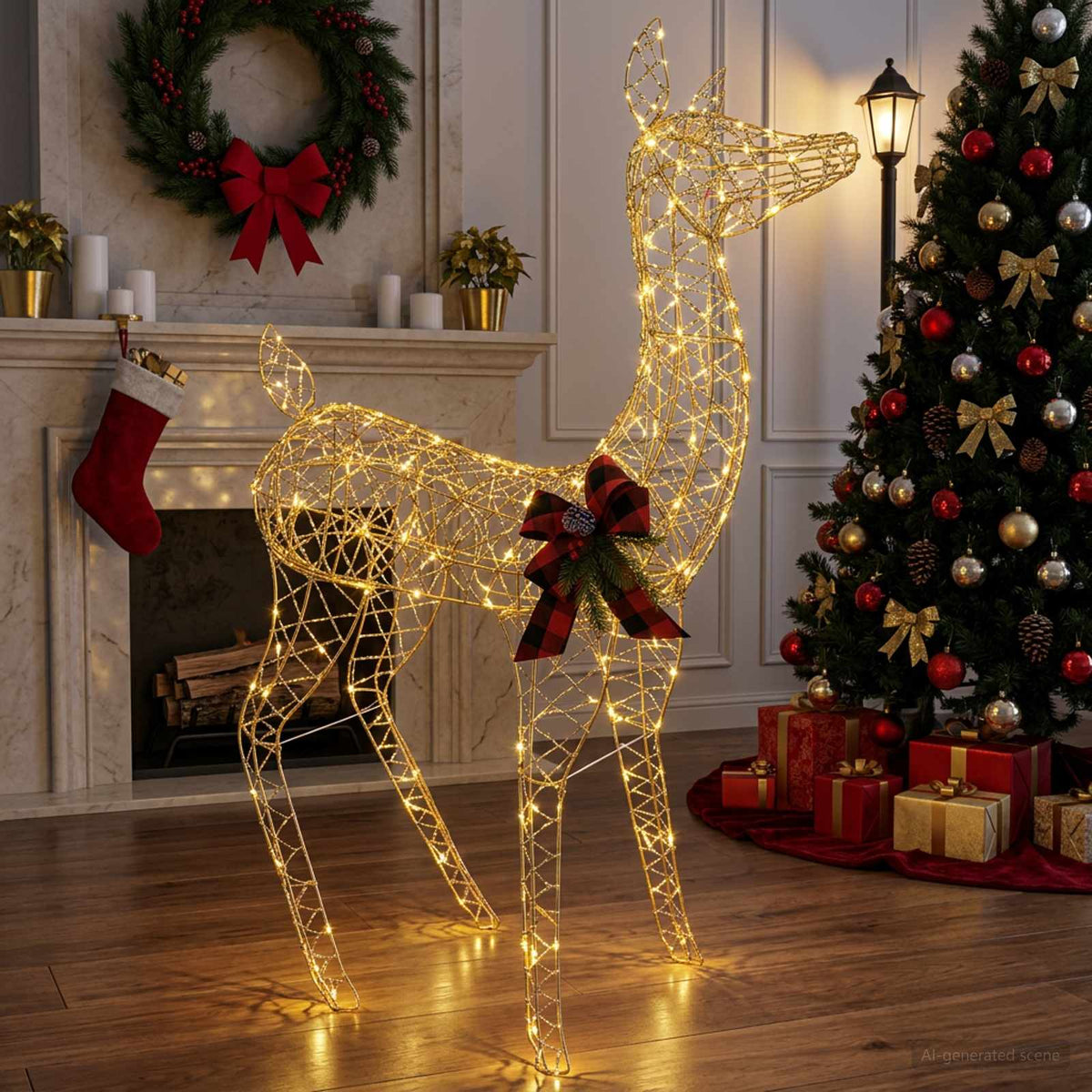 3D Božićni irvas LOVIISA 200 LED lampica Topla bijela