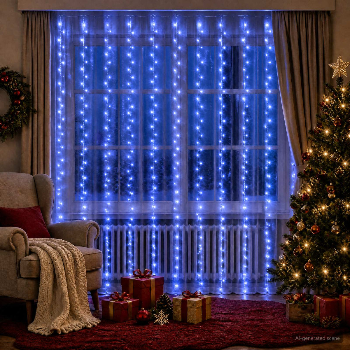 Svjetlosne zavjese 300 LED lampica Plava 300 x 300 cm