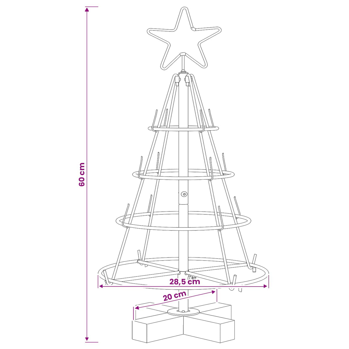 Božićno drvo u obliku čunja KUOPIO 60 cm Čelik Zlatno