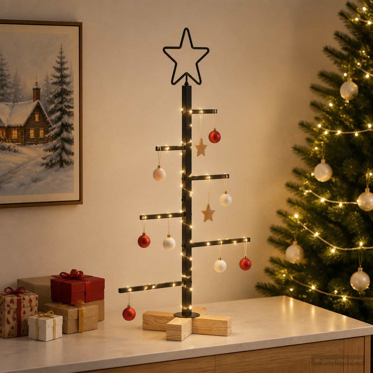 Metalna božićna jelka KUOPIO 60 cm Čelik Crna