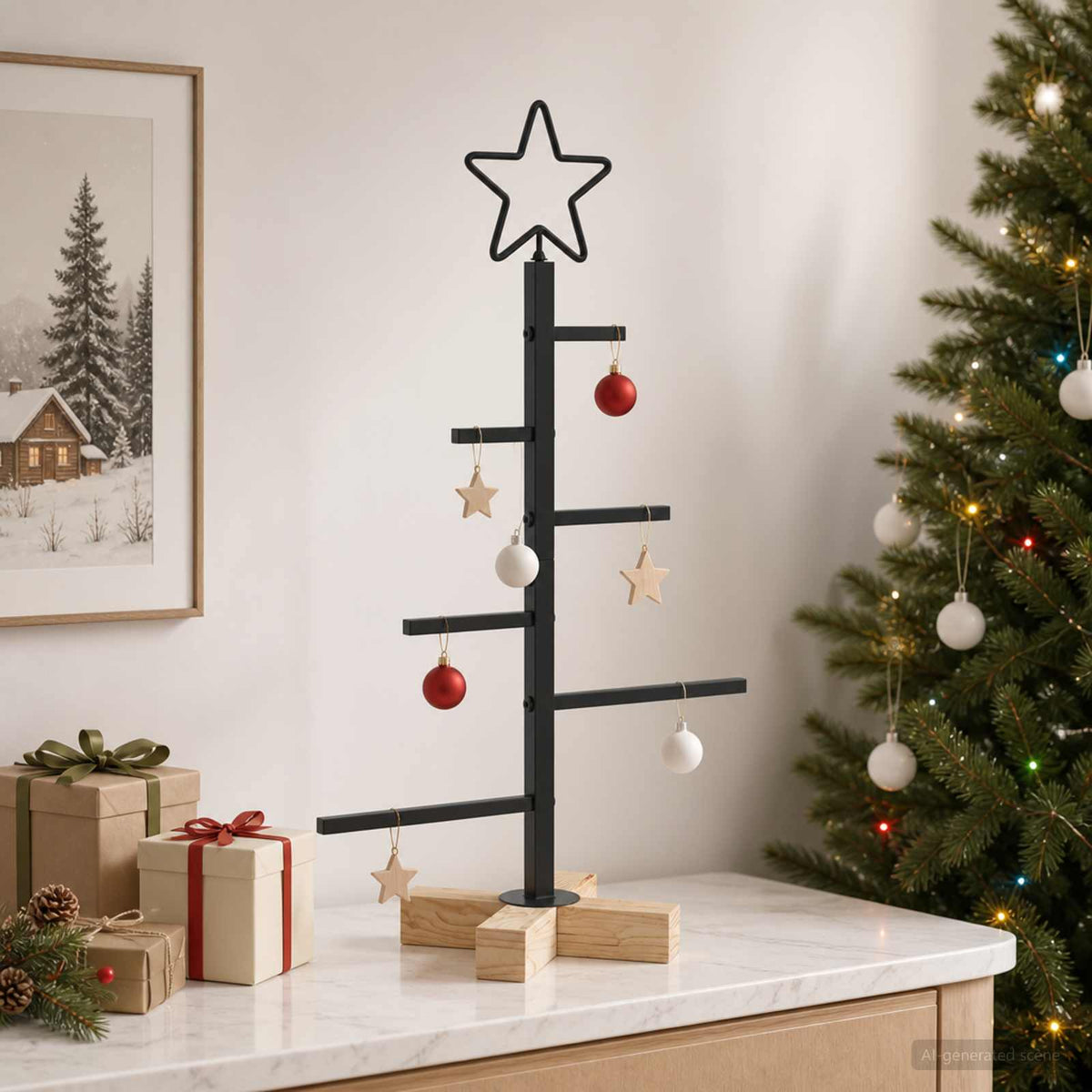 Metalna božićna jelka KUOPIO 60 cm Čelik Crna