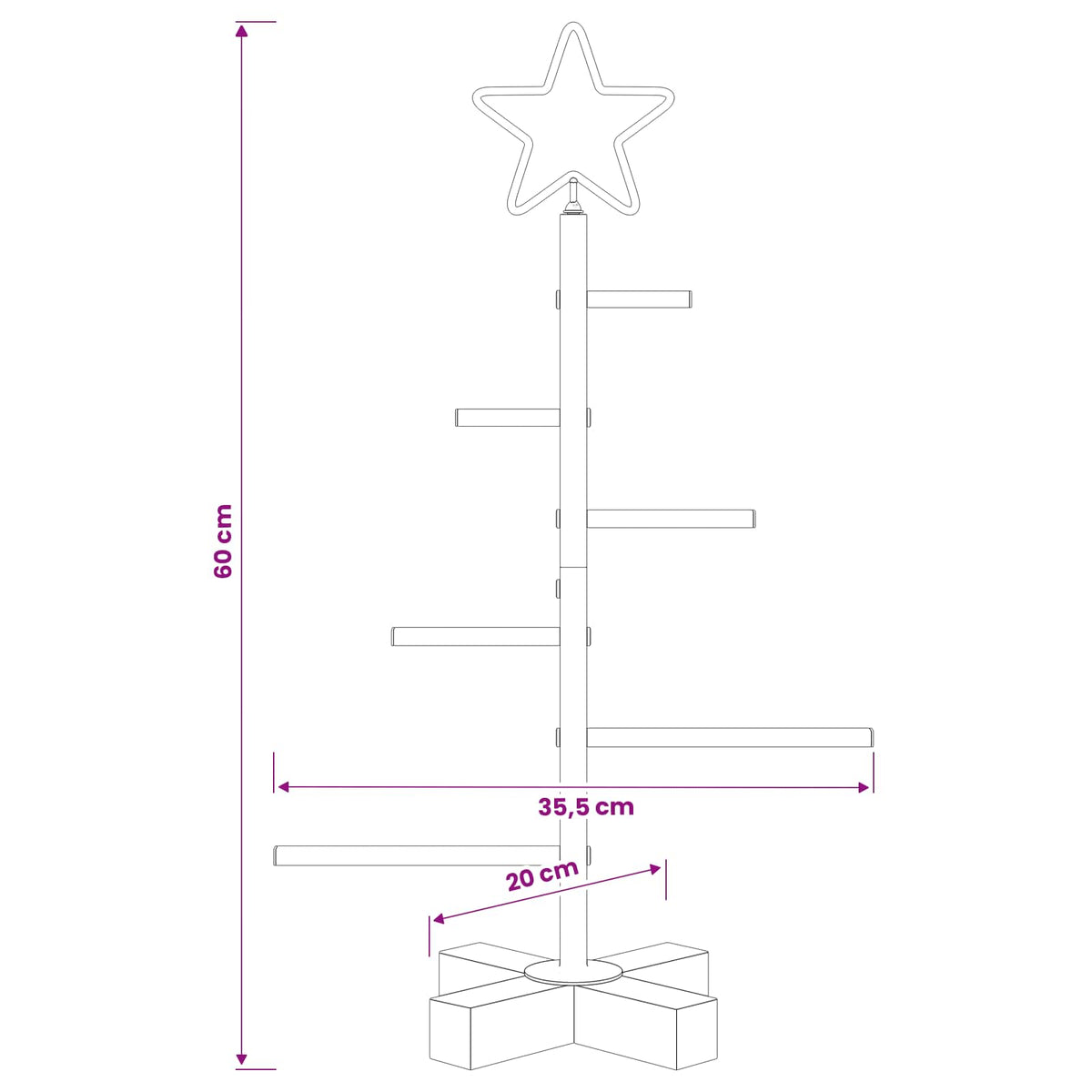 Metalna božićna jelka KUOPIO 60 cm Čelik Crna