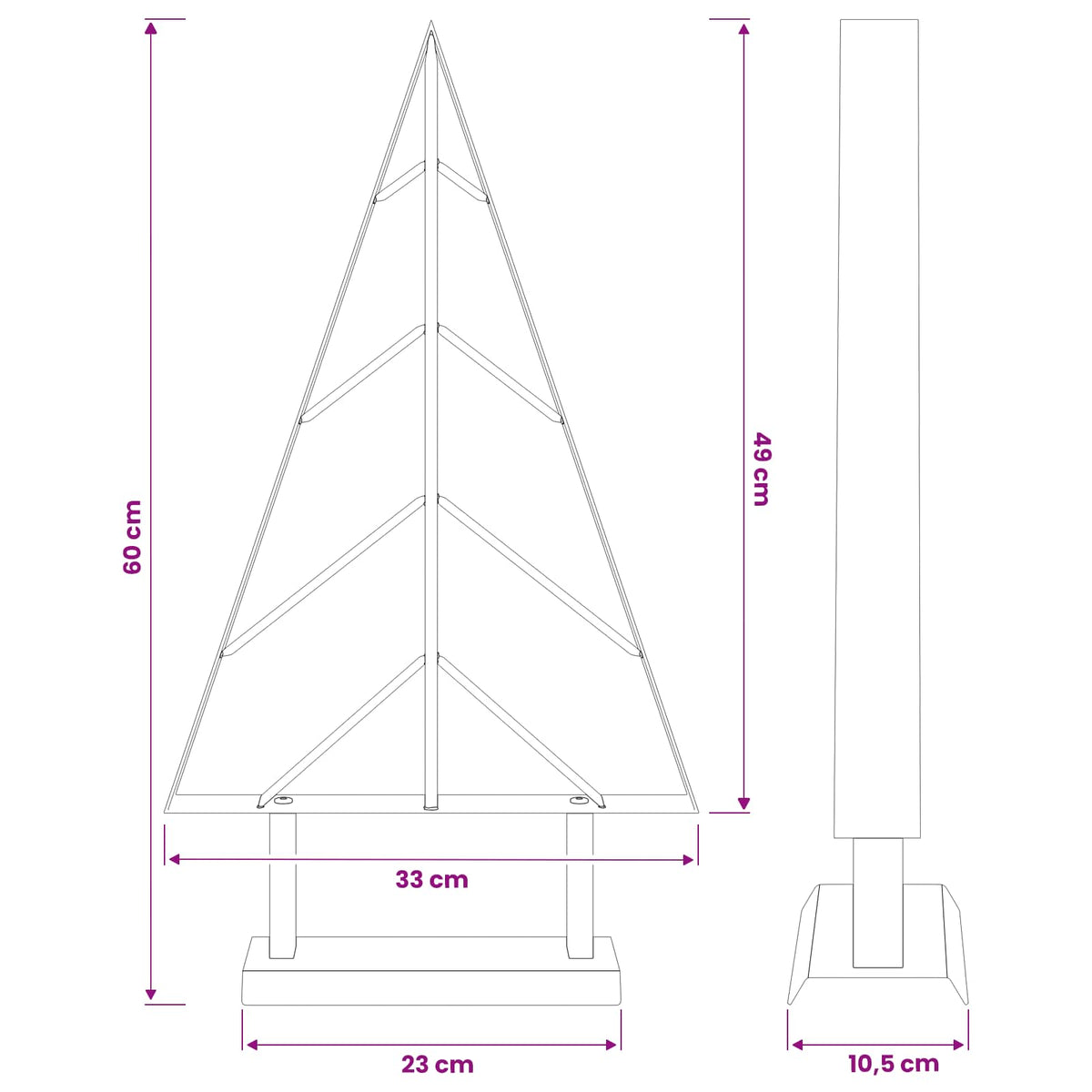 Metalna božićna jelka KUOPIO 60 cm Čelik Crna