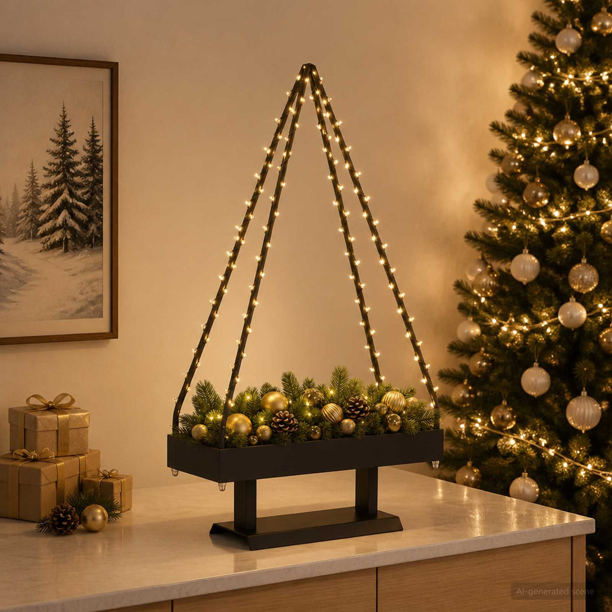 Metalna božićna jelka KUOPIO 60 cm Čelik Crna