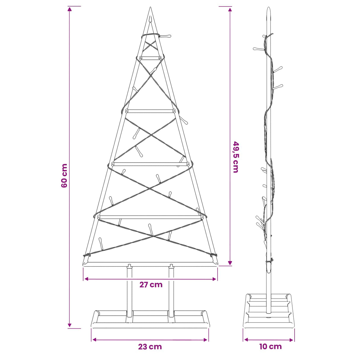 Metalna božićna jelka KUOPIO 60 cm Topla bijela