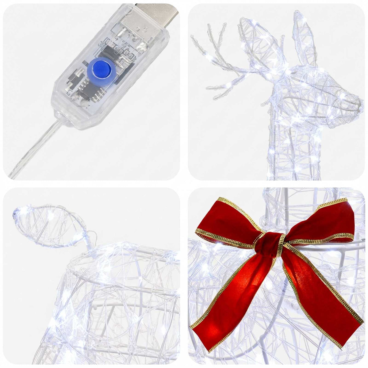 3D Božićni irvas LOVIISA 140 LED lampica Hladno bijela