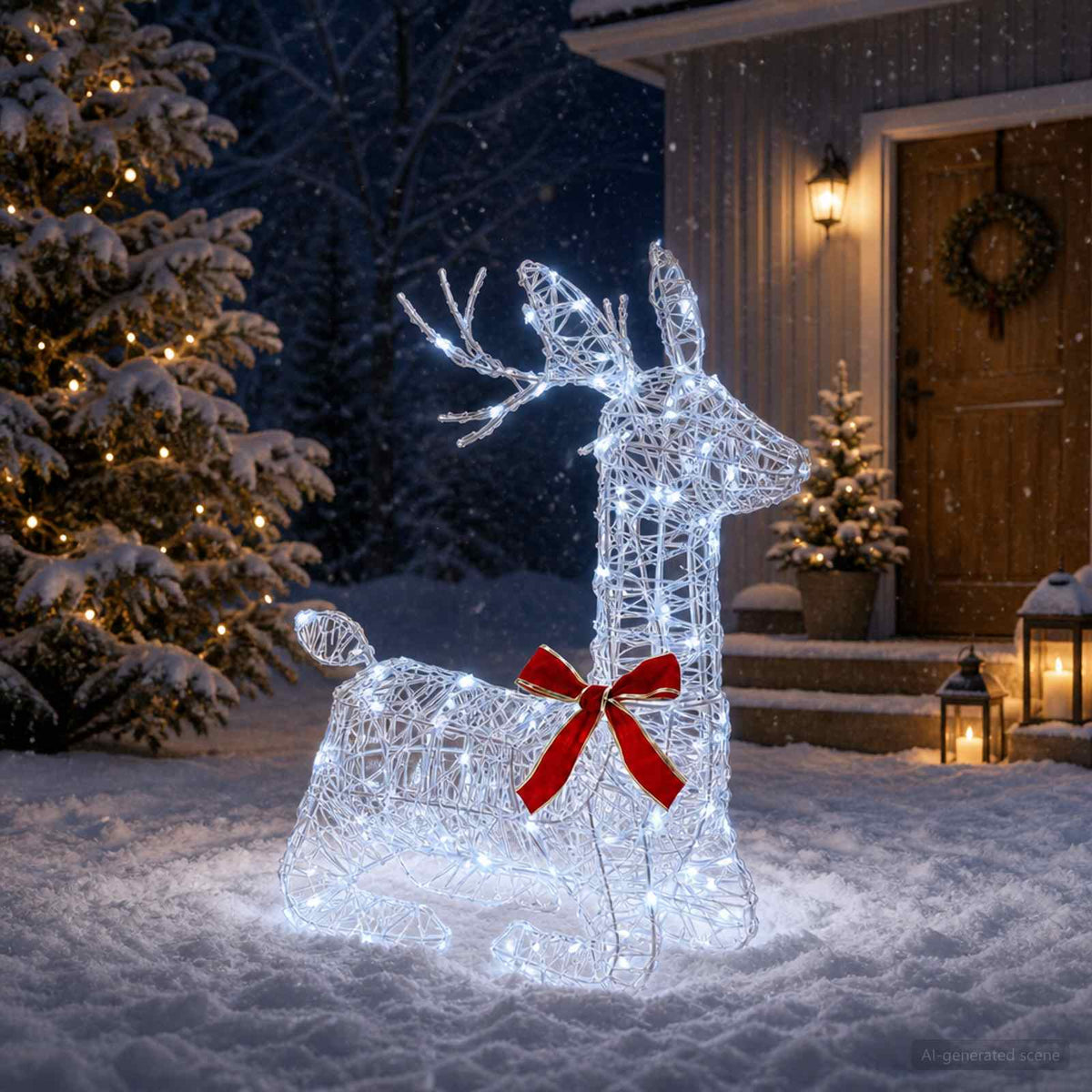 3D Božićni irvas LOVIISA 140 LED lampica Hladno bijela
