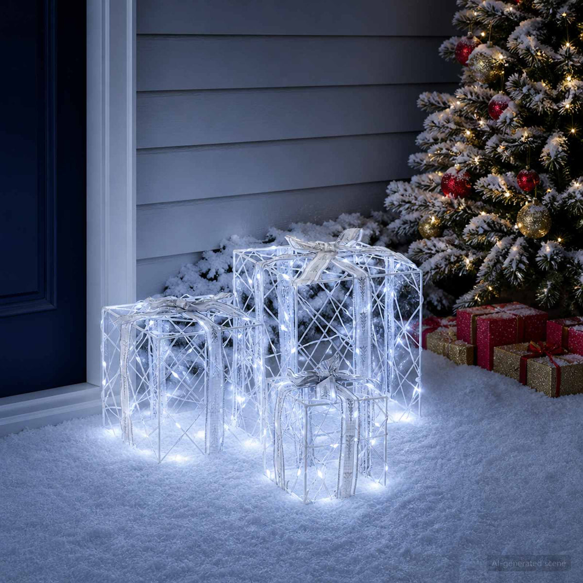 Osvijetljena božićna kutija za poklone 3 kom. 150 LED lampica
