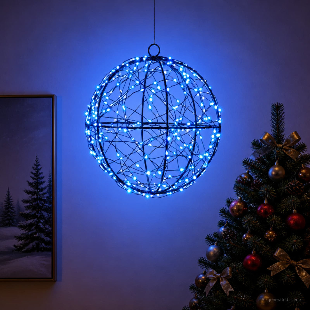 Božićni vrh svjetla 200 LED lampica Plava Promjer 20 x 22 cm