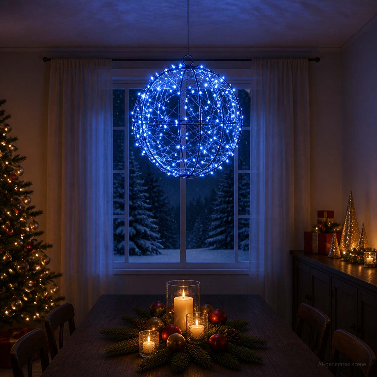 Božićni vrh svjetla 200 LED lampica Plava Promjer 20 x 22 cm