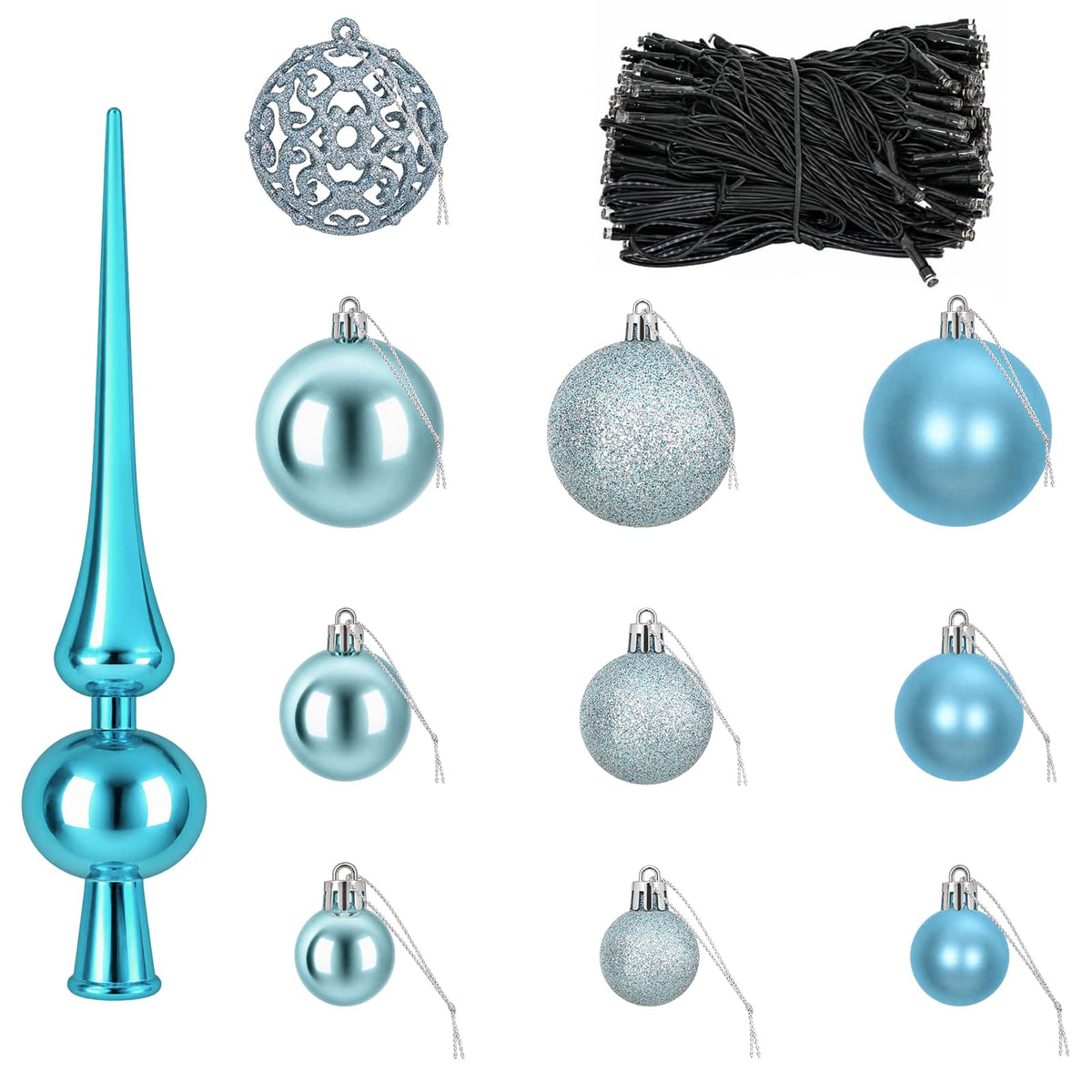 Set Božićnih Ukrasnih Kuglica 120 kom. Tirkizna Promjer 6 cm