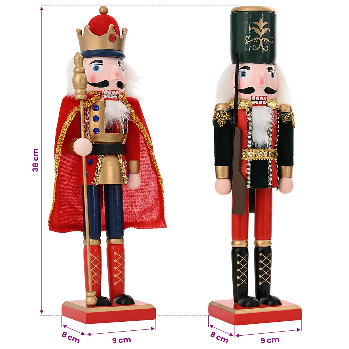 Božićni nutcracker TURKU 2 kom. Crvena i Crna 38 cm