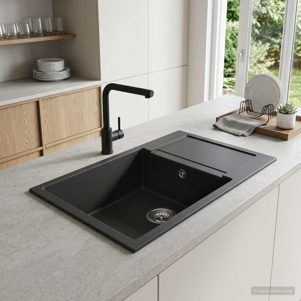 Jednostruki kuhinjski sudoper Granite 78 x 50 x 20 cm Grafitna