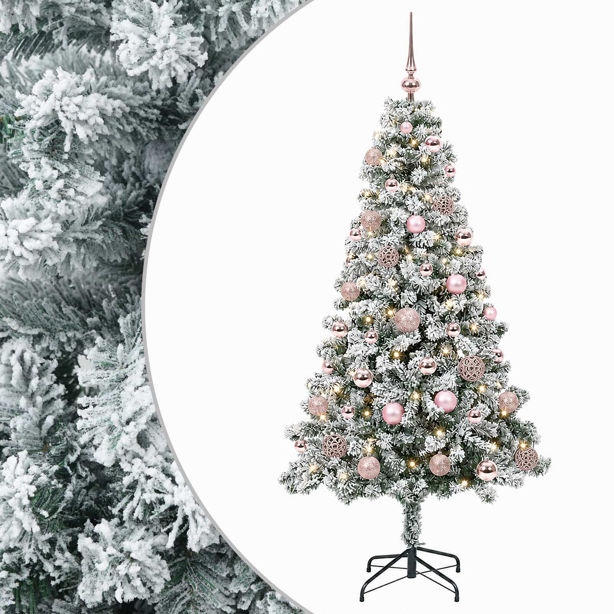 Umjetno božićno drvce s kuglicama 120 cm 150 LED lampica