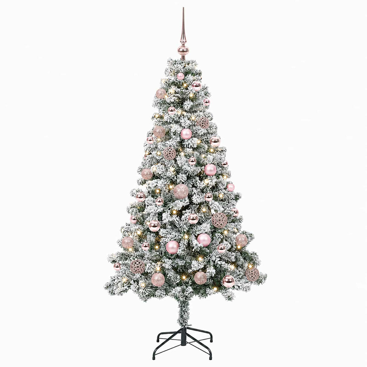 Umjetno božićno drvce s kuglicama 120 cm 150 LED lampica
