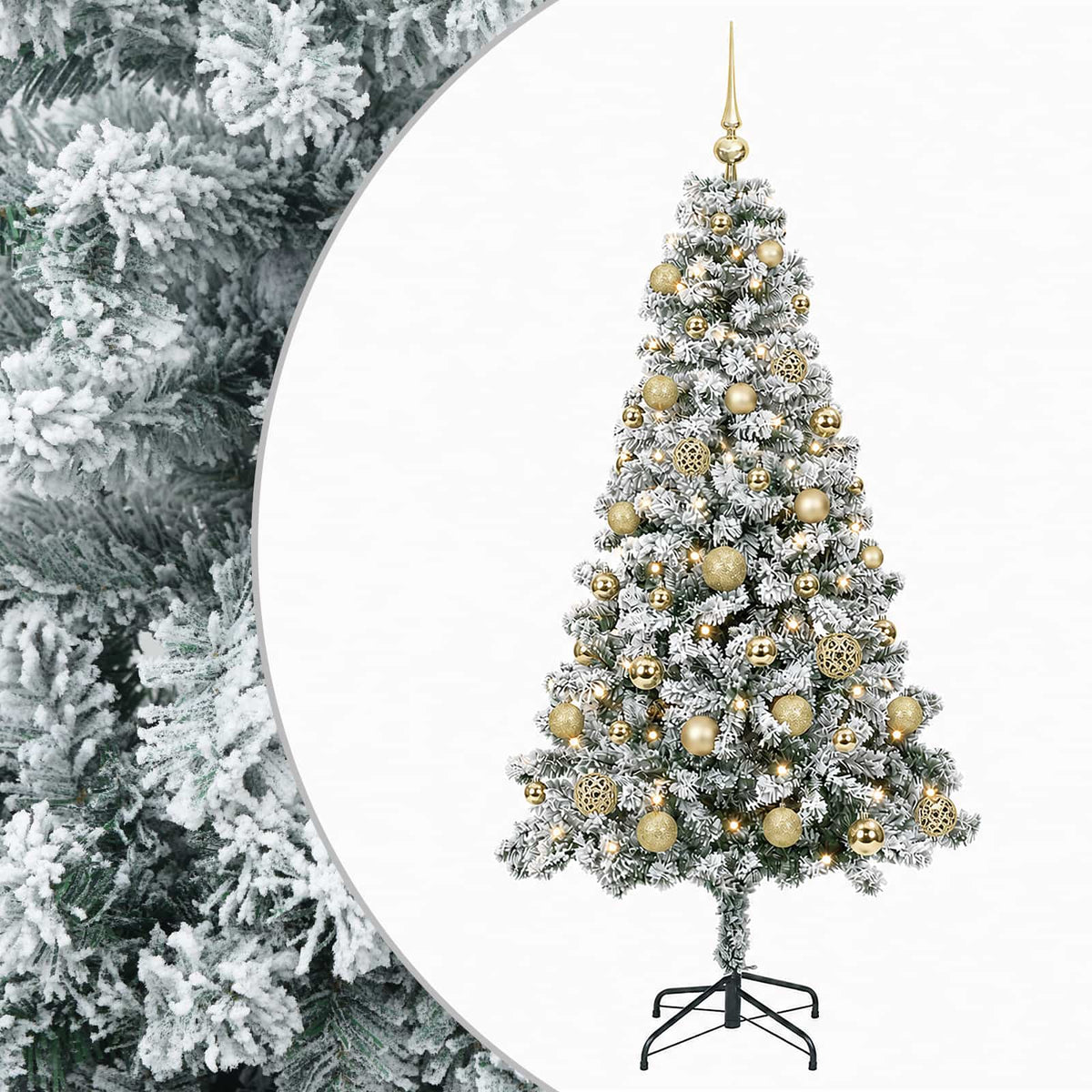 Umjetno božićno drvce s kuglicama 120 cm 150 LED lampica