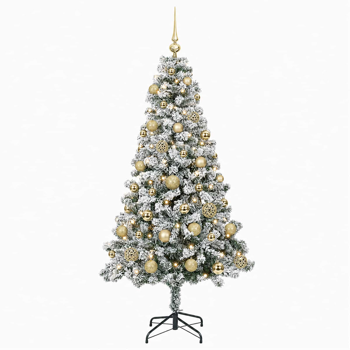Umjetno božićno drvce s kuglicama 120 cm 150 LED lampica