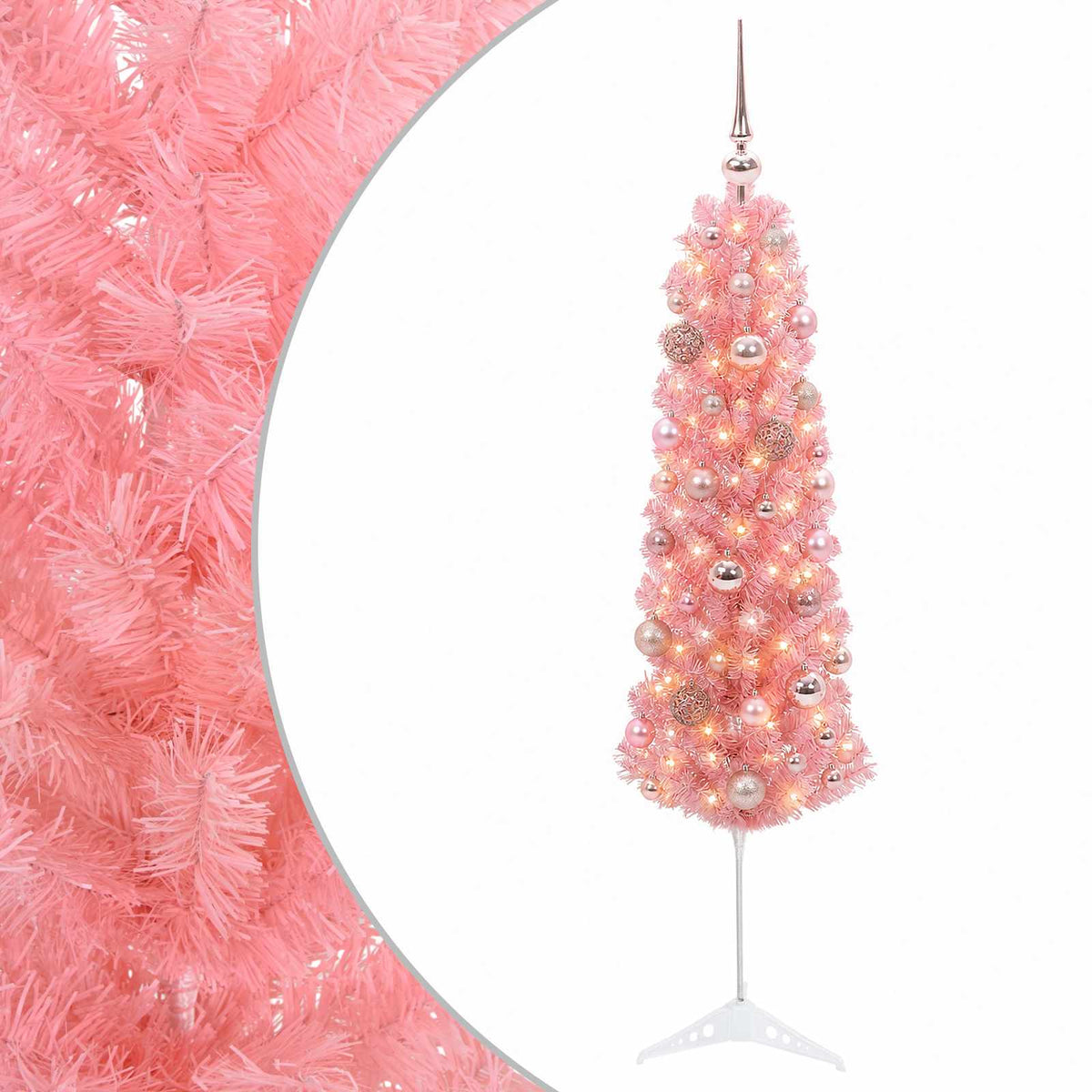 Umjetno usko božićno drvce s kuglicama 120 cm 150 LED lampica