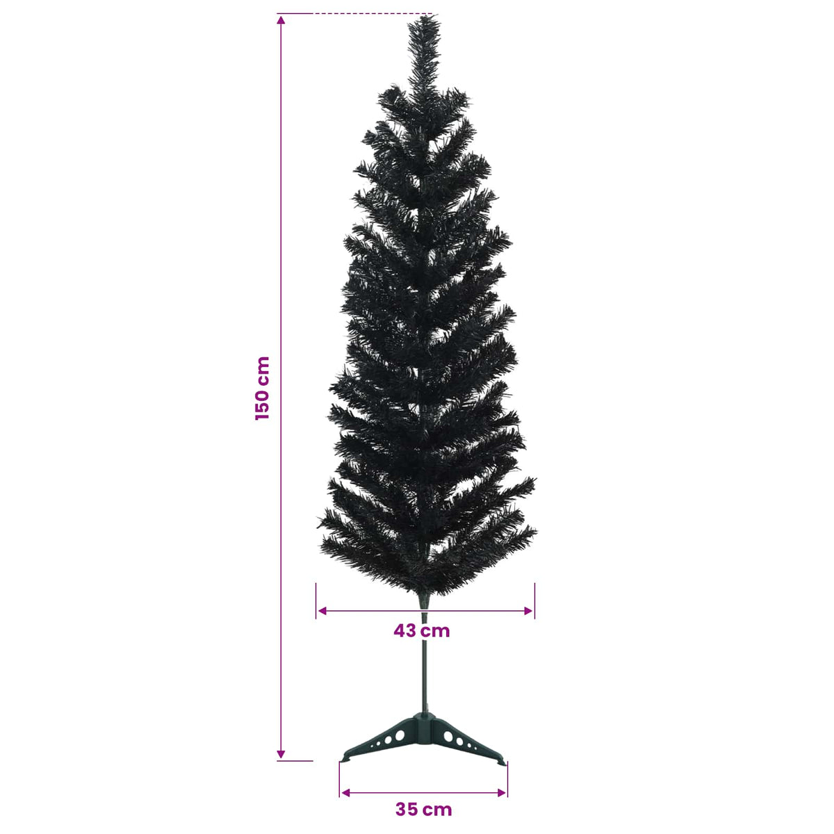 Umjetno vitko božićno drvce 150 cm 150 LED lampica Topla bijela