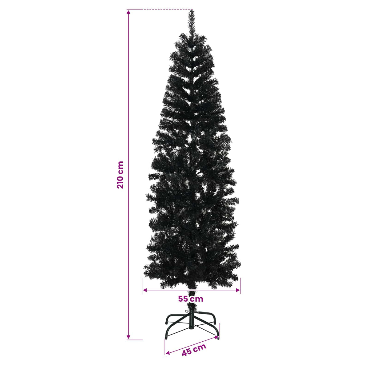 Umjetno vitko božićno drvce 210 cm 300 LED lampica Topla bijela