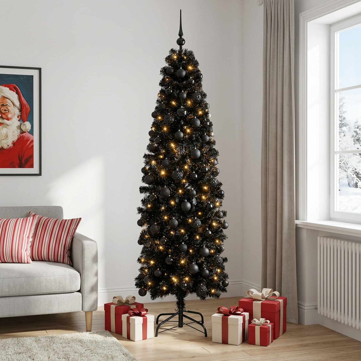 Umjetno vitko božićno drvce 150 LED lampica Topla bijela
